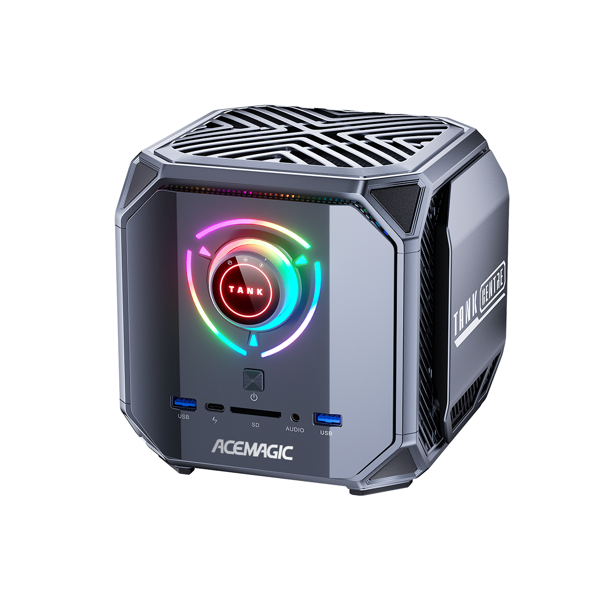 ACEMAGIC M1A PRO+ cube desktop with illuminated front dial