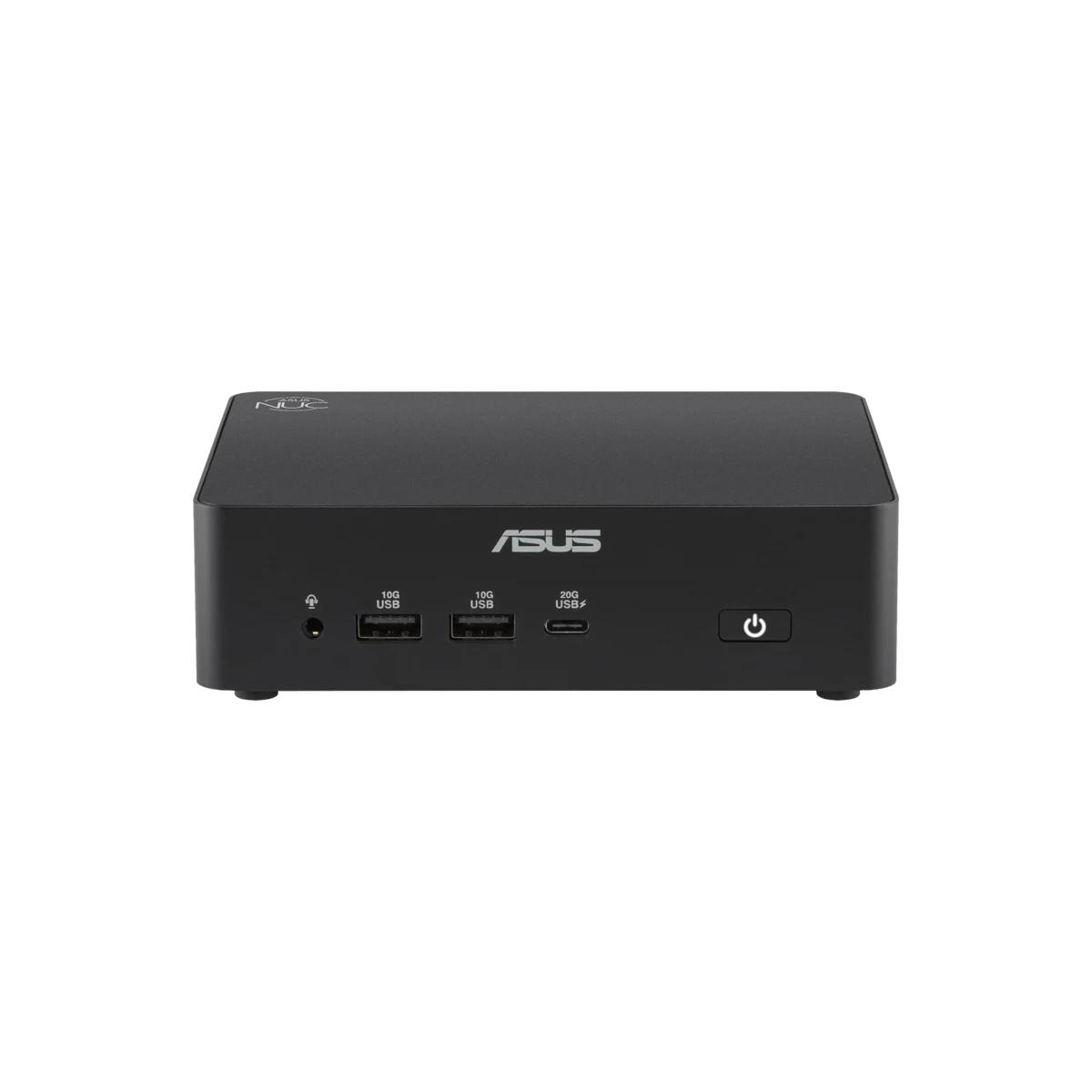 Black ASUS NUC 16 mini PC viewed from the front