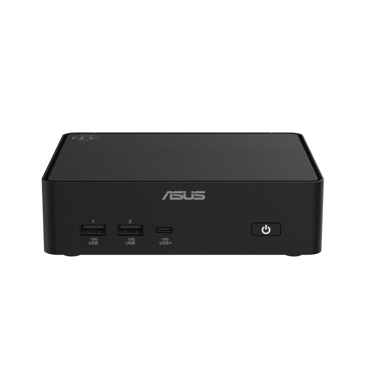 Black ASUS NUC 16 Pro mini PC viewed from the front
