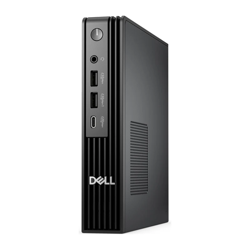 Dell Pro Micro Plus QBM1250 viewed vertically from the front-left