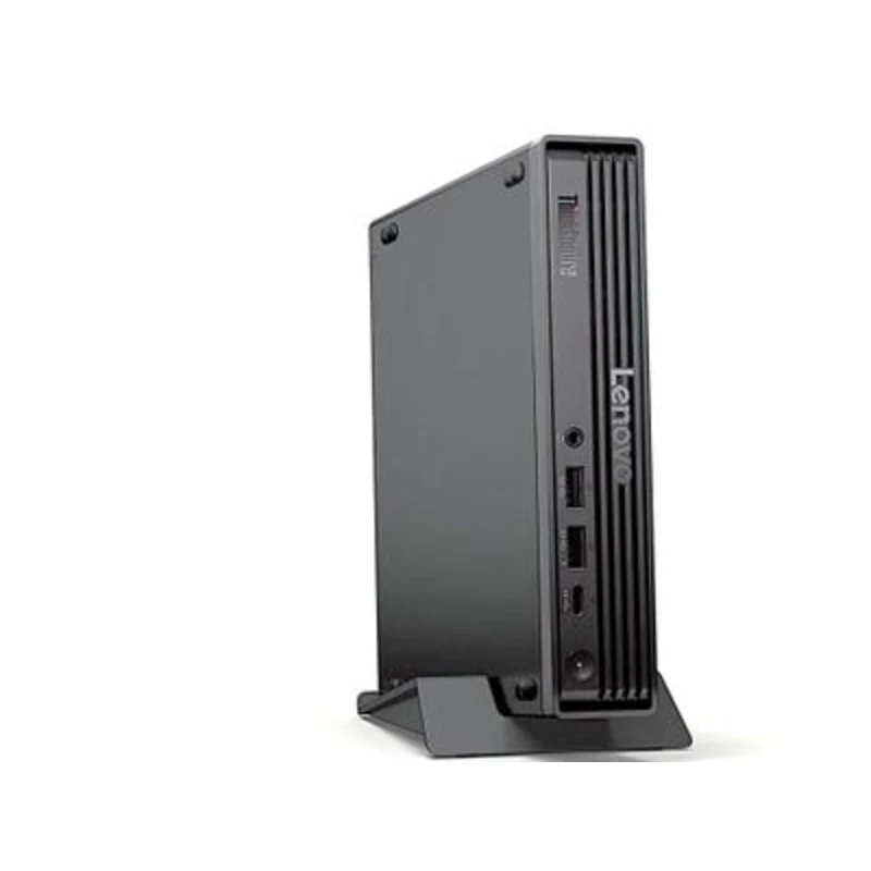 Lenovo ThinkCentre M90q Gen 6 Tiny standing vertically, viewed from the front-left